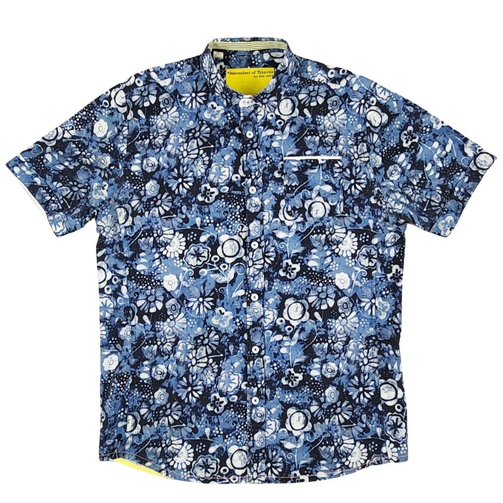 Descendant Of Thieves Blue Floral Short Sleeve Shirt Men’s Medium Limited 1/184